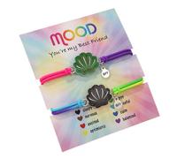 Qermolas Best Friend Black Mood Color Changing Bracelets Adjustable Braided Rope BFF Friendship Temperature Sensing Gift for Women, M, Stone, no gemstone