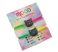 Qermolas Best Friend Black Mood Color Changing Bracelets Adjustable Braided Rope BFF Friendship Temperature Sensing Gift for Women, M, Stone, no gemstone
