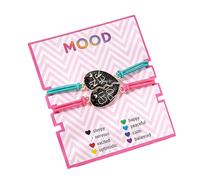 Qermolas Best Friend Black Mood Color Changing Bracelets Adjustable Braided Rope BFF Friendship Temperature Sensing Gift for Women, M, Stone, no gemstone
