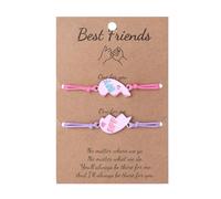 Qermolas Best Friend Bracelets for 2, Matching Heart Split Bracelet Adjustable Cord BFF Friendship Jewelry Gifts for Women Bestie, M, Stone, no gemstone