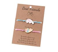 Qermolas Best Friend Bracelets for 2, Matching Heart Split Bracelet Adjustable Cord BFF Friendship Jewelry Gifts for Women Bestie, M, Stone, no gemstone
