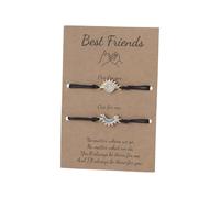 Qermolas Best Friends Matching Bracelet Set for 2/3, Sun and Moon Adjustable Friendship Cord Bracelets BFF Gift for Women, M, Stone, no gemstone
