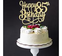 Qertesl Gold Glitter Happy 85th Birthday Cake Topper,Cheers to 85 Years ,happy 85th Birthday Cake Topper,85th Anniversary Cake Topper， men and women 85 years old happy birthday Party Decoration