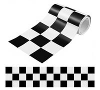 Qerutk 1 Roll Adhesive Checkerboard Wallpaper Border, White Black PVC Grid Sticker for Bulletin Boards, Blackboards, Bathroom Walls & Home Decor, Easy Peel & Stick Decal