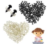 Qerutk 100pcs Safety Eyes with Washers, 5MM Plastic Eyes Gasket, Doll Making Supplies, Plastic Black Eyes, Bear Plush Eyes for Toy Animals Puppet DIY Craft (100PCS Eyes,100pcs Gasket)