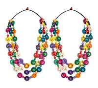 Qerutk 2pcs Vintage Woven Beaded, Bohemia Pendent Necklace, Bead Necklace for Women and Man, Chunky Necklaces for Holiday Accessory, Colorful