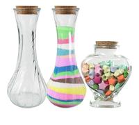 Qerutk 3pcs Unity Sand Ceremony Set, Honeymoon Sand Keepsake Jar, Clear Thread Bottles and Heart Shaped Glass Jars for Couple Valentine Day, Bride or Newlywed for Decor Wishing