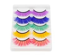 Qerutk 5 Pairs Extension Colored Eyelashes Russian Strip Lashes Fake Fluffy Curly Thick Lashes for Halloween Cosplay Makeup Dance Party