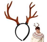 Qerutk Adjustable Deer Antlers Headband, Reindeer Antlers-headband, Large Antler-ears Hairband, Plush Reindeer-Headband, for Adult Boys Grils Christmas Halloween Accessories - Brown