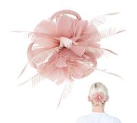 QERUTK Linen Feather Headdress Hairpin, Fascinator Hair Clip, Mesh Flower Feather Hat, Vintage Wedding Brooch, Tea Party Hair Accessories, for Church Cocktail Party
