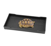 Qerutk Reptile Water Dish, Tortoise Water Bowl, Reptile Accessories, Rectangular Tray, Snake Water Bowl Ideal for Bathing Feeding - S Size Black Shallow