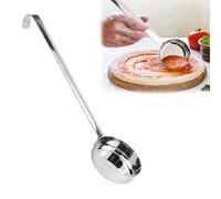 QERUTK Stainless Steel Sauce Ladle With Long Handle - Pizza and Tomato Sauce Measuring Spoon - Flat Bottom With Hook