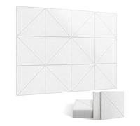 Qerwsdty 12 Pack Acoustic Panels, 12 X 12Inch Decorative Soundproofing Panels, Wall and Ceiling Acoustical Panels White Easy Install Easy to Use