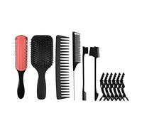 Qerwsdty 12 Pcs Detangling Brush Set, Hair Detangler for Textured 3A to 4C Kinky Wavy for Wet/Dry/Long Thick Curly Hair Black