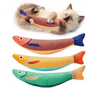 Qerwsdty 3 Pcs Cat Toys Saury Fish,Cat Chew Toy Catnip Toys for Indoor Cats