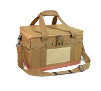 Qerwsdty 30L Cooking Utensil Organizer Multi Compartments Outdoor Camping Storage Bag Camping Utility Tote Bag for Picnic Khaki