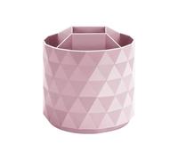 Qerwsdty 360°Rotatable Pen Holder 5 Grid Stationery Organizer Makeup Brush School Office Stationery Supplies Pink