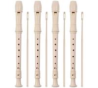 Qerwsdty 4 Pack 8 Hole Plastic Flute with Cleaning Rod and Instruction, German Style