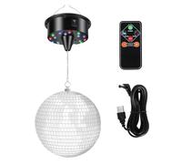 Qerwsdty 7.8 Inch Hanging Disco Ball Light Up Led Disco Mirror Ball Rotating Rotating Disco Ball Decorations for Parties Indoor