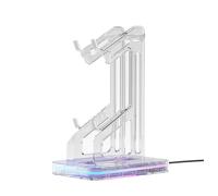 Qerwsdty Dual Game Controller Holder RGB Acrylic Gamepad Desktop Stand Headphone Bracket for Game Console