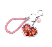 Qerwsdty Heart Powder Moving Liquid Keyring Fantasy Keychain Glitter Quicksand Star Keychain Car Key Pendant Birthday Gift Red