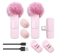 Qerwsdty New Wireless Lavalier Microphone Portable Audio Video Recording Mini Microphone for PC Camera Live Gaming Phone