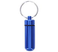 Qerwsdty Royal Blue Aluminum Pill Tablet Case Box Cylinder Holder w Keyring