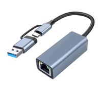 Qerwsdty USB 3.0 to Ethernet Adapter with USB C to RJ45 Gigabit LAN 1000 Mbps Wired Network, Network Adapter, for Easy Install