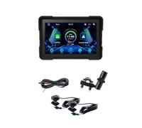 Qerwsdty Wireless CarPlay Motorcycle Android Auto 5 Inch Motorcycle GPS Navigation Waterproof Dual BT Dual CAM Recorder B