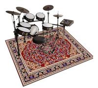 Qesjodfu Drum Mats Non-Slip Drum Rug Soundproof Mat Drum Carpet Rug, Professional Rectangle Electronic Jazz Drum Kit, Drum Accessories for Bass Drum Snare and Musical Instrument Mat 110 x 80 cm
