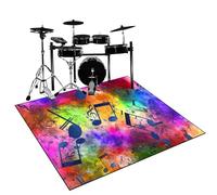 Qesjodfu Drum Rug Drum Mat Non-Slip Soundproof Carpet Professional Drum Carpet Non-Slip Rugs Drum Carpets for Drummers Outdoor Electronic Drum Set Practice Music Rug Drumming Drum Rugs 120 x 80 cm