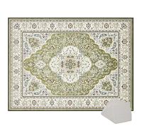 Qesjodfu Drum Rug Mat - Crystal Velvet & Rubber Non-Slip Soundproof Carpet - 120 x 80 cm - Green - Musical Instrument Rug