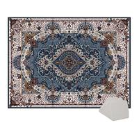 Qesjodfu Drum Rug Mat - Non-Slip, Soundproof, Crystal Velvet & Rubber, 120 x 80 cm, Blue, Modern Musical Instrument Rug