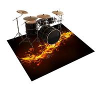 Qesjodfu Drum Rug Non-Slip Drum Mat, Soundproof Mats, Indoor Outdoor Electronic Drum Carpet Practice Pad, Drum Accessories for Electronic/Jazz Drum Kits, Bass Pedals & Floor Protection 150 x 120 cm