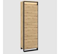 qesso storage cabinet tall 1 door in artisan oak with led