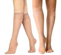 QESSUVNC 20 Pairs Pop Socks Women Knee High 20d Nylon Sheer Socks Breathable And Comfortable Knee High Socks For Women, UK 4-9
