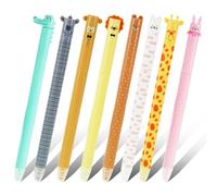QESSUVNC 8pcs Rotating Erasable Pen With Hot Erasable Ink, Student Study Note Pen, Office Pen, 0.7mm Tip Cute Animal Series Gel Pen, Crocodile, Lion, Giraffe, Monkey, Kitten, Rabbit, Hippo, Bear,Blue
