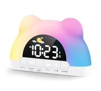 QESSUVNC Digital Kids Sunrise Alarm Clock with Sleep Training, Night Light, 11 RGB Colors, Dual Alarms, Child Lock, Display