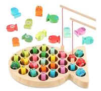 QESSUVNC Magnetic Fishing Game for Kids 1-5 Years - Wooden 26 letters A-Z Fishing Toy, Educational Toddler Toys for Letter Recognition, Preschool Learning Toys with Magnetic Rod