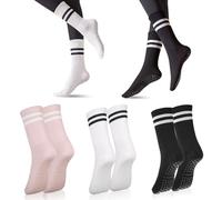 QESSUVNC Reformer Grip Socks Pilates Socks Yoga Socks for Women Non Slip,Gain The Edge Socks Ballet Socks (black white pink, Adult, Women, One Size, Alpha, UK Footwear Size System, Medium)