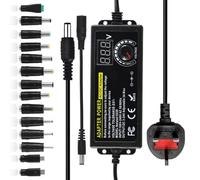 QESSUVNC Universal Power Adapter AC 100V~240V To DC 3V~24V 3A 72W, Adjustable Variable Power Supply With 14 Kinds of Plugs, AC/DC Adapter Charger With Display Screen And Polarity Converter