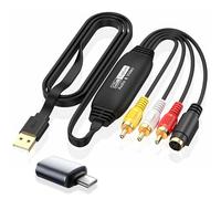 QESSUVNC VHS to Digital Converter Universal USB 2.0 Video Capture Card with RCA & S-Video Input, 1080P HD Audio Video Converter for Windows/Mac Works with VHS, Camcorders, VCRs, DVDs & More,1m Cable