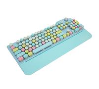 QESTO New Retro Typewriter Keyboard, LED Backlight 107 Keys 2.4G/BT5.1/USB Wired Three Mode, Blue Swich Mechanical Keyboard, Punk Round Keys Keyboard with Volume Control Knob (Orange)