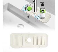 Qesulk Kitchen Sink Splash Guard, Silicone Faucet Handle Drip Catcher Tray Mat, Dish Soap Sponge Holder Faucet Mat for Kitchen Sink Accessories, Drying Mat for Kitchen Counter Bathroom Protector