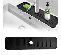Qesulk Silicone Faucet Handle Drip Catcher Tray Mat, Kitchen Sink Accessories, Drying Mat, Splash Guard, Dish Soap Sponge Holder, Countertop & Bathroom Protector