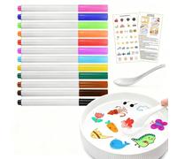 QETRABONE 12-Color Magical Water Painting Pen, Painting Floating Water Pens Bath Colouring Pens, Erasable Doodle Markers Pen Watercolor Pen Set, Improve Drawing and Imagination (with Spoon)