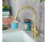 QETTLE Signature Modern 4 in 1 Instant Boiling Water Tap 7 Litre - Brass Round Spout