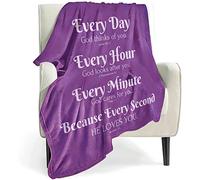 QETXVI Bible Verse Blanket with Inspirational Thoughts and Prayers- Religious Throw Blanket Soft Lightweight Cozy Plush Warm Blankets for Women Men Gift (Purple, 50"X 60")