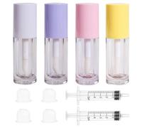 Qeuly 4Pcs Empty Lip Gloss Tubes, 6ml Clear Lip Gloss Tubes with Wand, Plastic Lip Balm Gloss Containers for DIY Makeup Lipgloss Making Kit (D25xH86mm) (colorful)