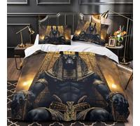 QEVAWPAE Ancient Egyptian God Comforter Cover 3D Design Printed Luxury 3 Piece Bedding Set Zipper Quilt Cover Super Soft Breathable for Kids Teens Adults Women Youth Teenagers Single（135x200cm）